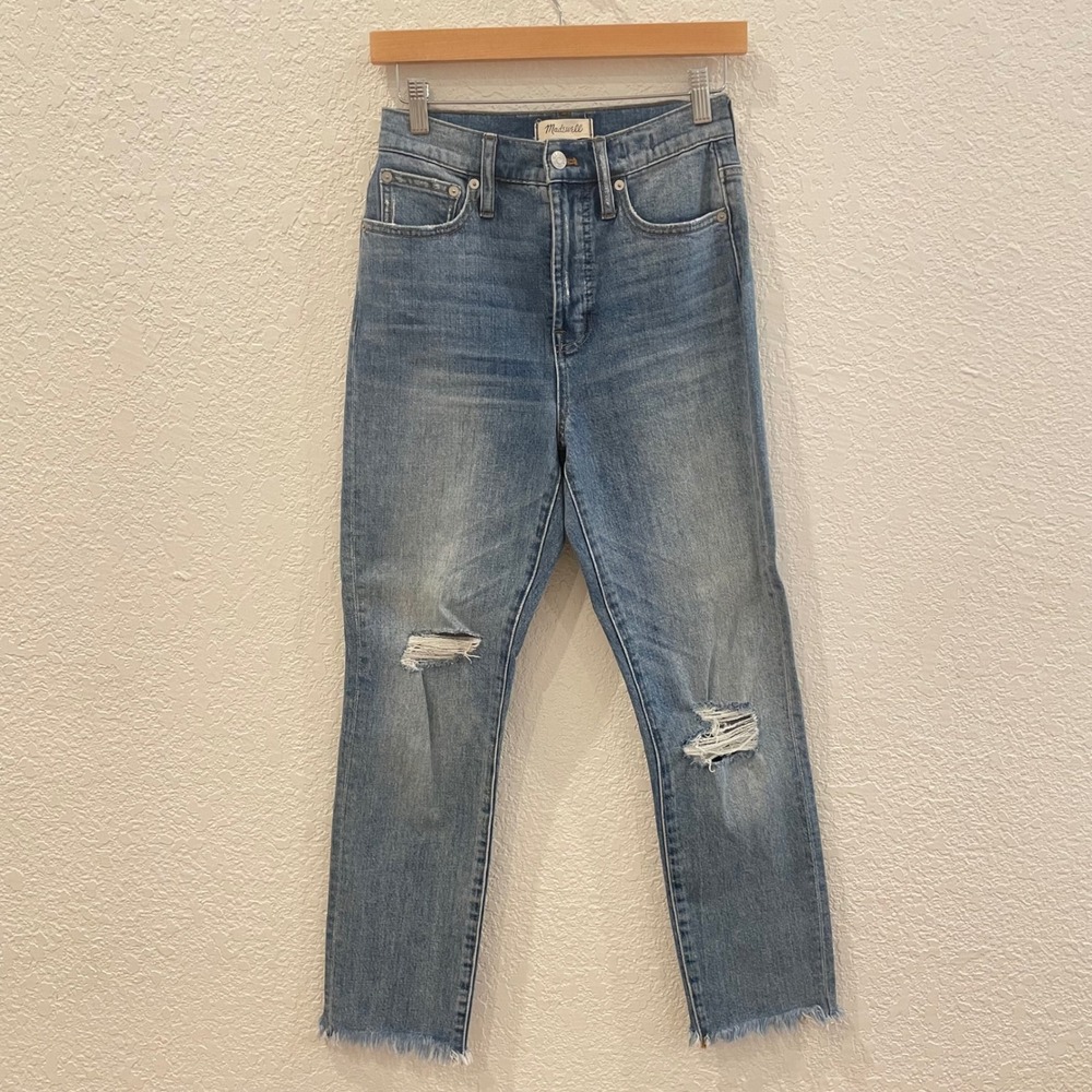 Madewell The Perfect Vintage Jean Womens 25 Blue Distressed High Rise Straight